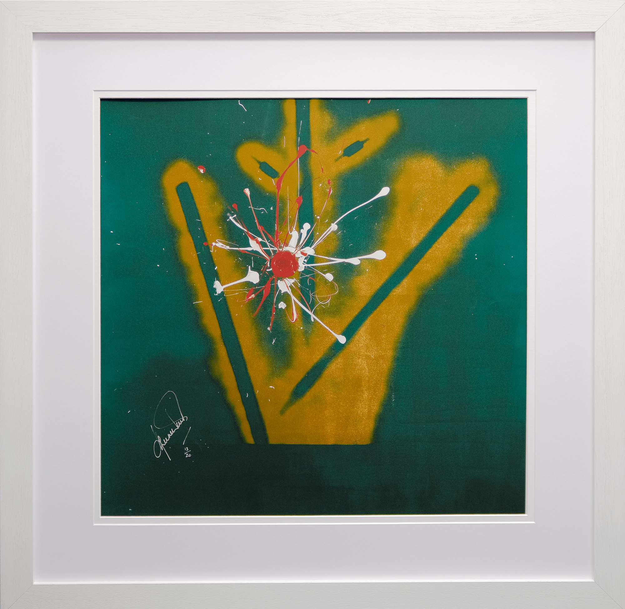 Impact Art created and Signed by Shane Warne Framed in White - Memorabilia Framers Shop